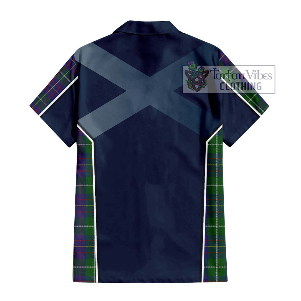 MacIntyre Inglis Tartan Short Sleeve Button Shirt with Family Crest and Lion Rampant Vibes Sport Style - Tartan Vibes Clothing