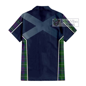 MacIntyre Inglis Tartan Short Sleeve Button Shirt with Family Crest and Lion Rampant Vibes Sport Style