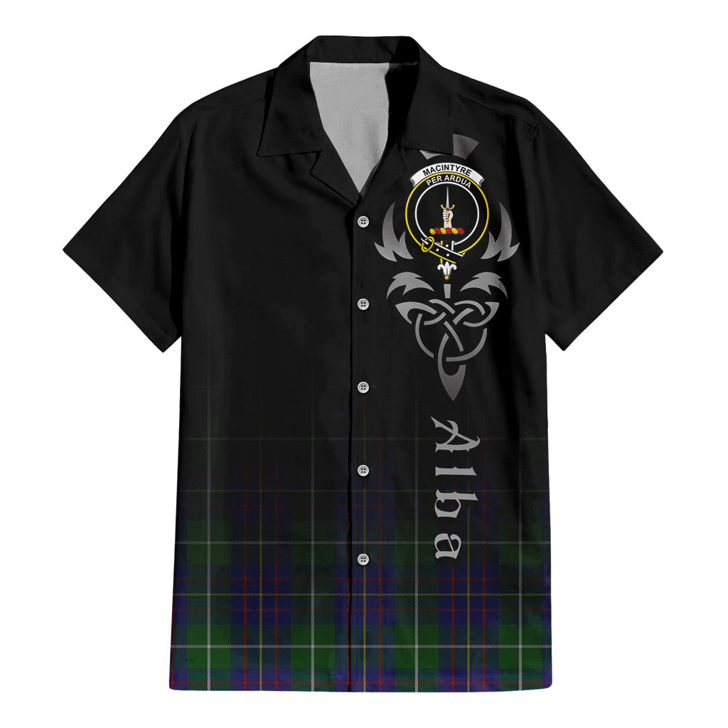 Tartan Vibes Clothing MacIntyre Inglis Tartan Short Sleeve Button Up Featuring Alba Gu Brath Family Crest Celtic Inspired