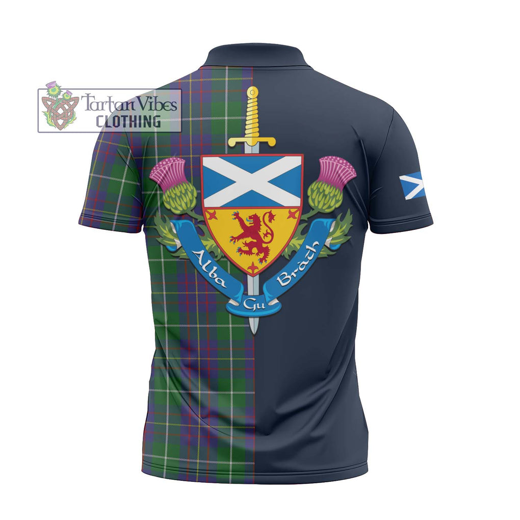 Tartan Vibes Clothing MacIntyre Inglis Tartan Zipper Polo Shirt with Scottish Lion Royal Arm Half Style