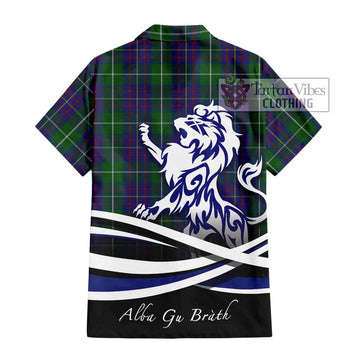 MacIntyre Inglis Tartan Short Sleeve Button Shirt with Alba Gu Brath Regal Lion Emblem