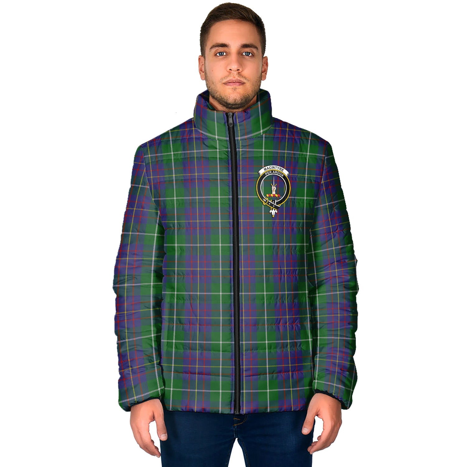 MacIntyre Inglis Tartan Padded Jacket with Family Crest - Tartan Vibes Clothing