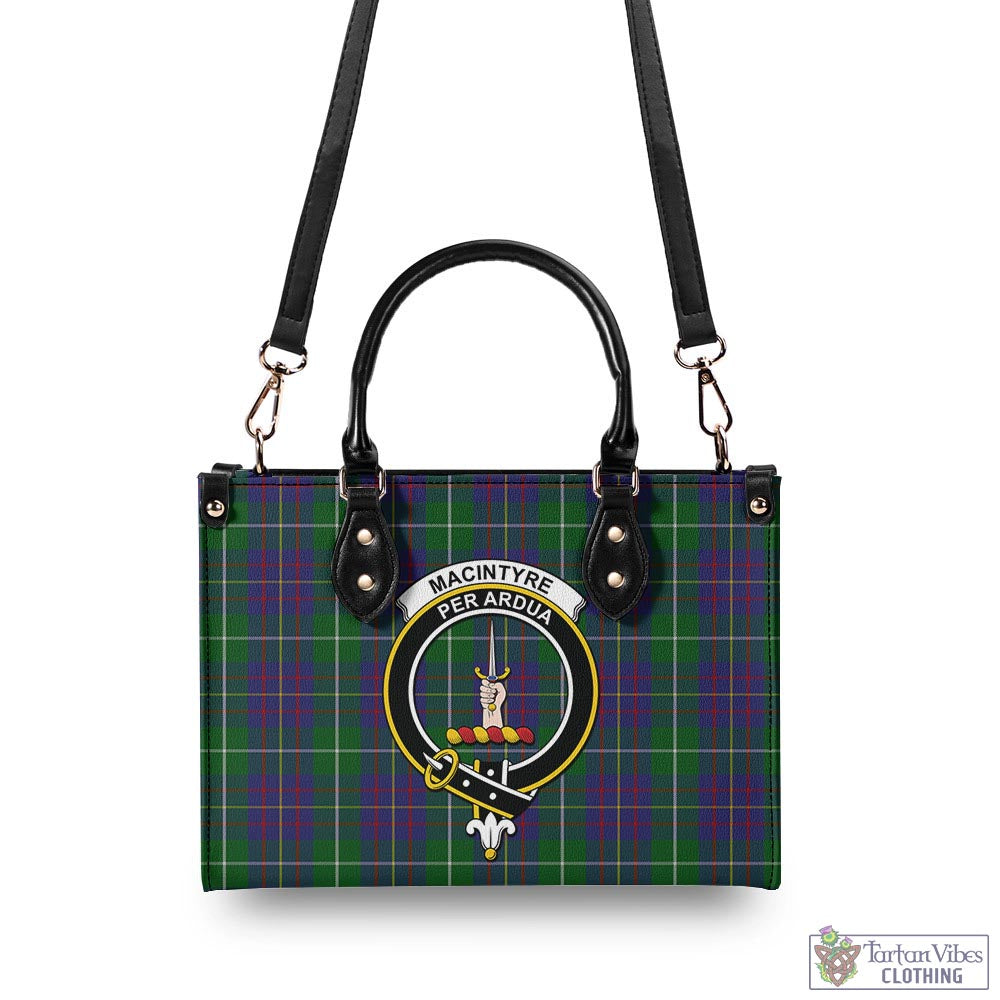 Tartan Vibes Clothing MacIntyre Inglis Tartan Luxury Leather Handbags with Family Crest