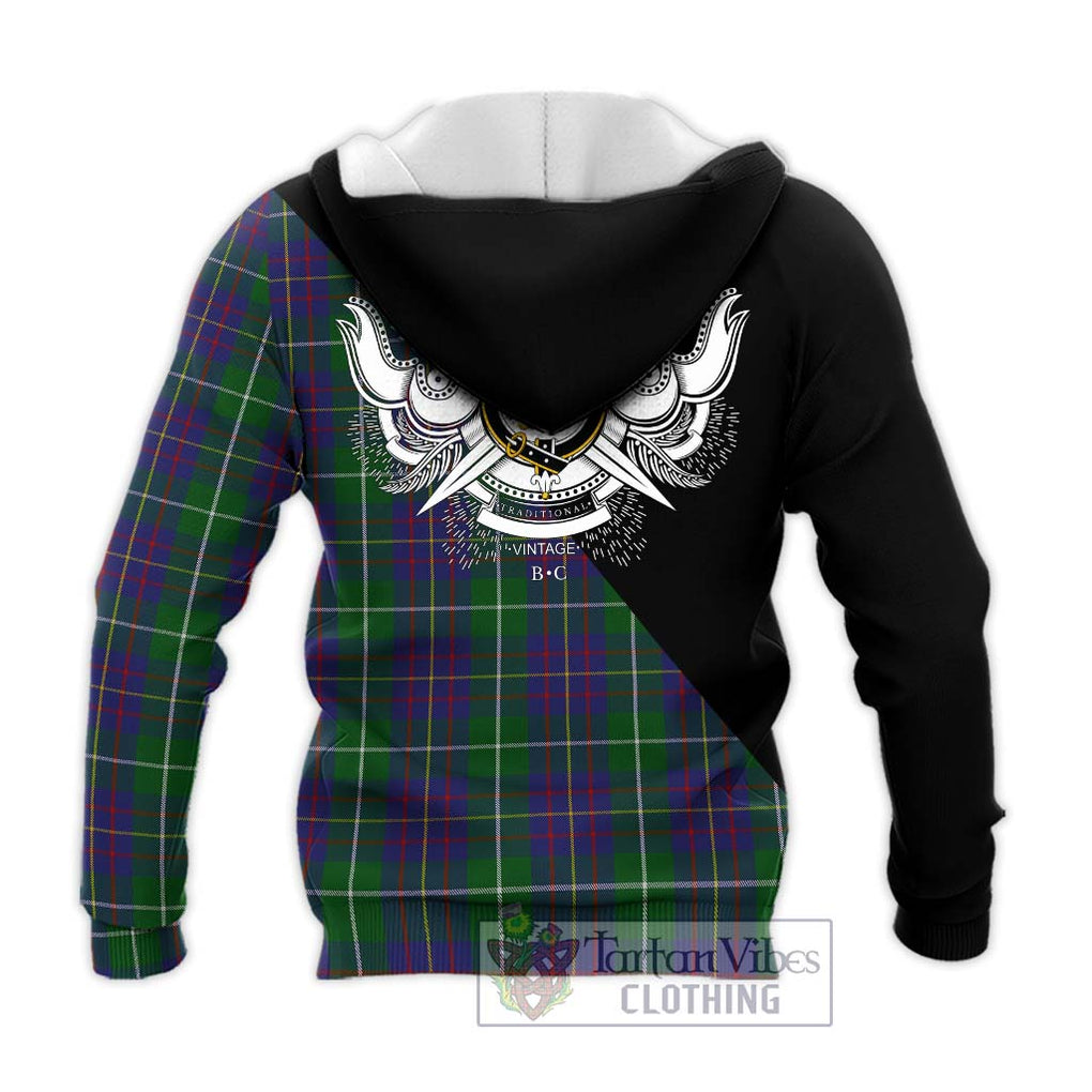 MacIntyre Inglis Tartan Knitted Hoodie with Family Crest and Military Logo Style - Tartanvibesclothing Shop