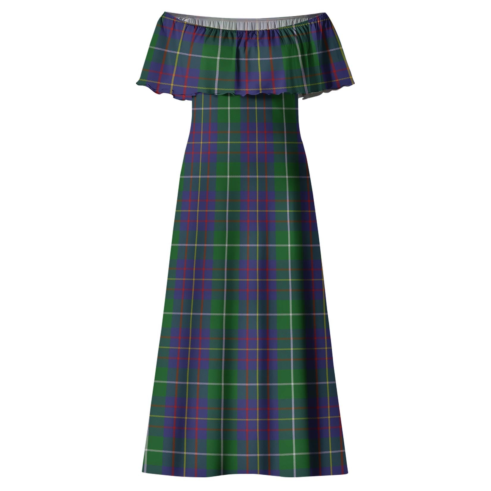 MacIntyre Inglis Tartan Off Shoulder Long Dress - Tartanvibesclothing