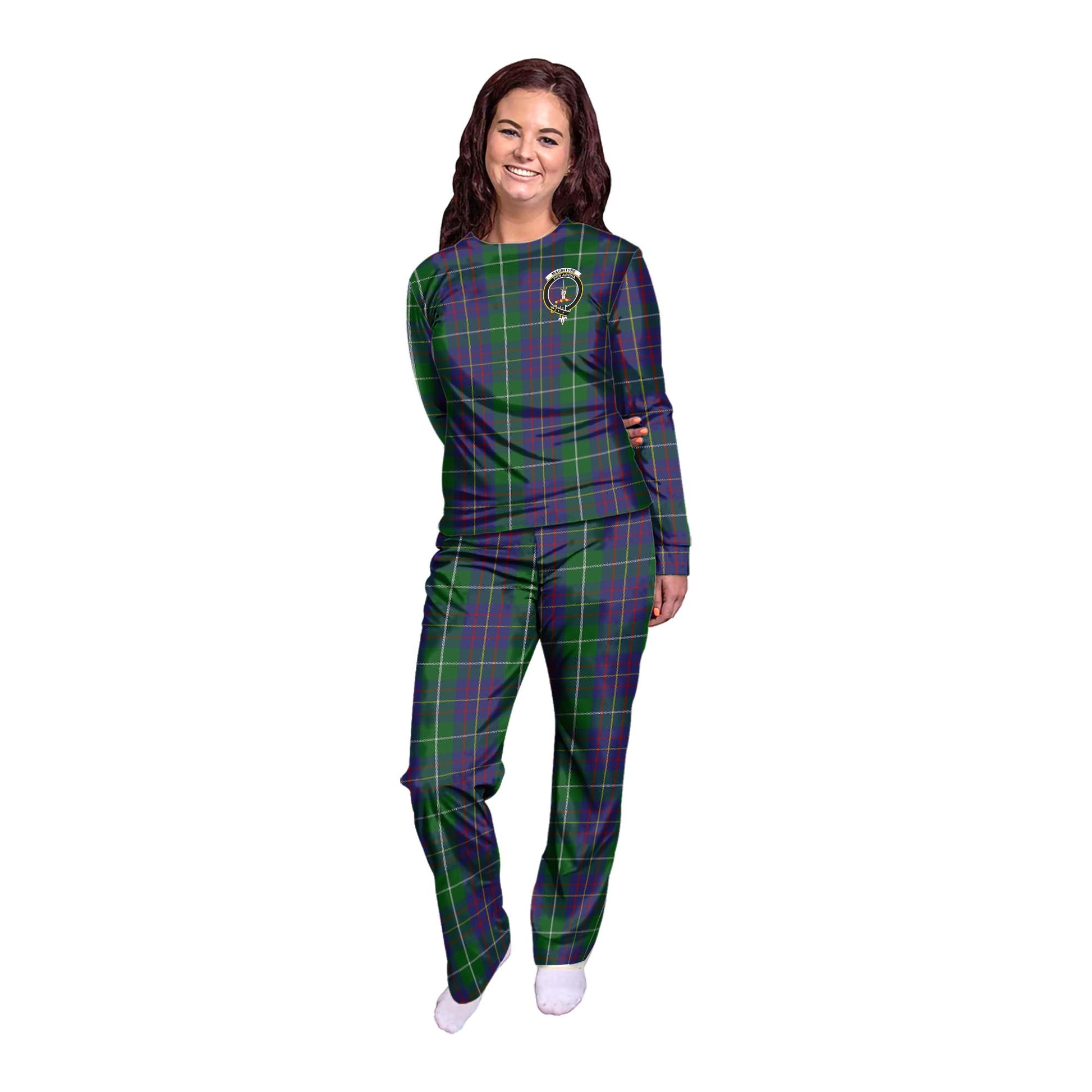 MacIntyre Inglis Tartan Pajamas Family Set with Family Crest - Tartanvibesclothing