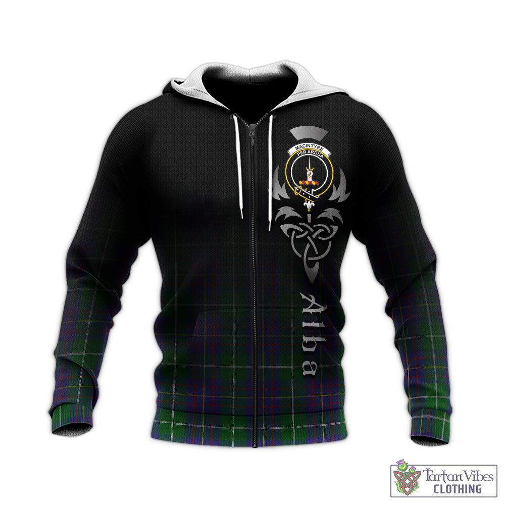 Tartan Vibes Clothing MacIntyre Inglis Tartan Knitted Hoodie Featuring Alba Gu Brath Family Crest Celtic Inspired