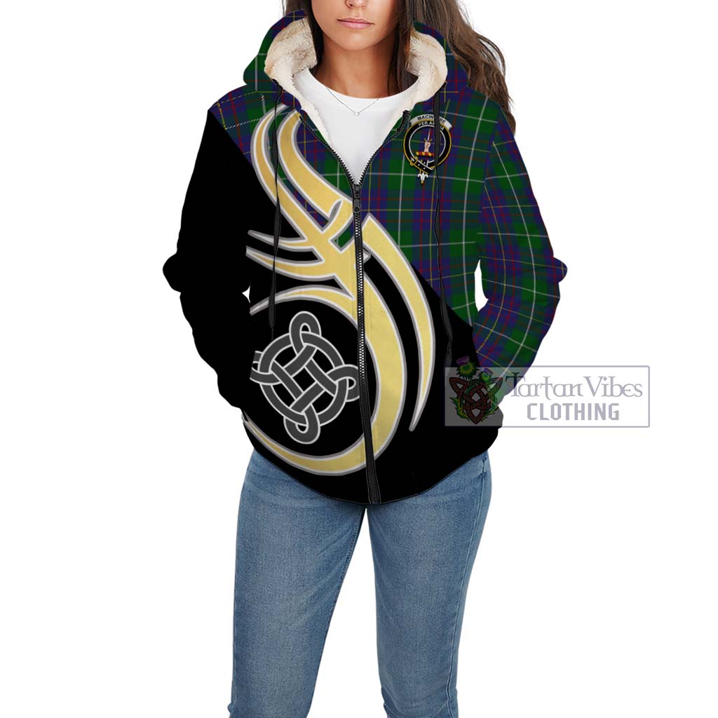 MacIntyre Inglis Tartan Sherpa Hoodie with Family Crest and Celtic Symbol Style Unisex - Tartan Vibes Clothing