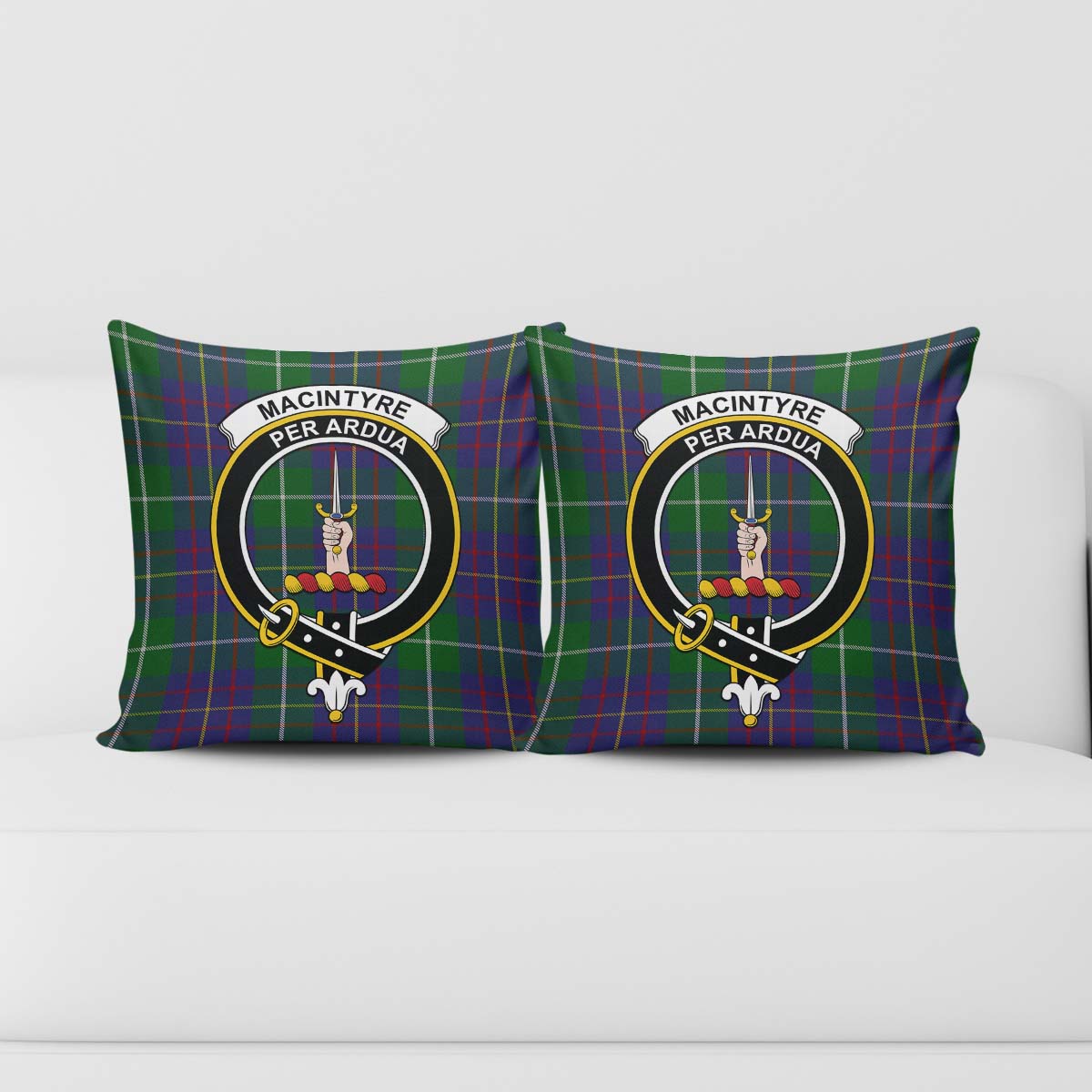 MacIntyre Inglis Tartan Pillow Cover with Family Crest - Tartanvibesclothing