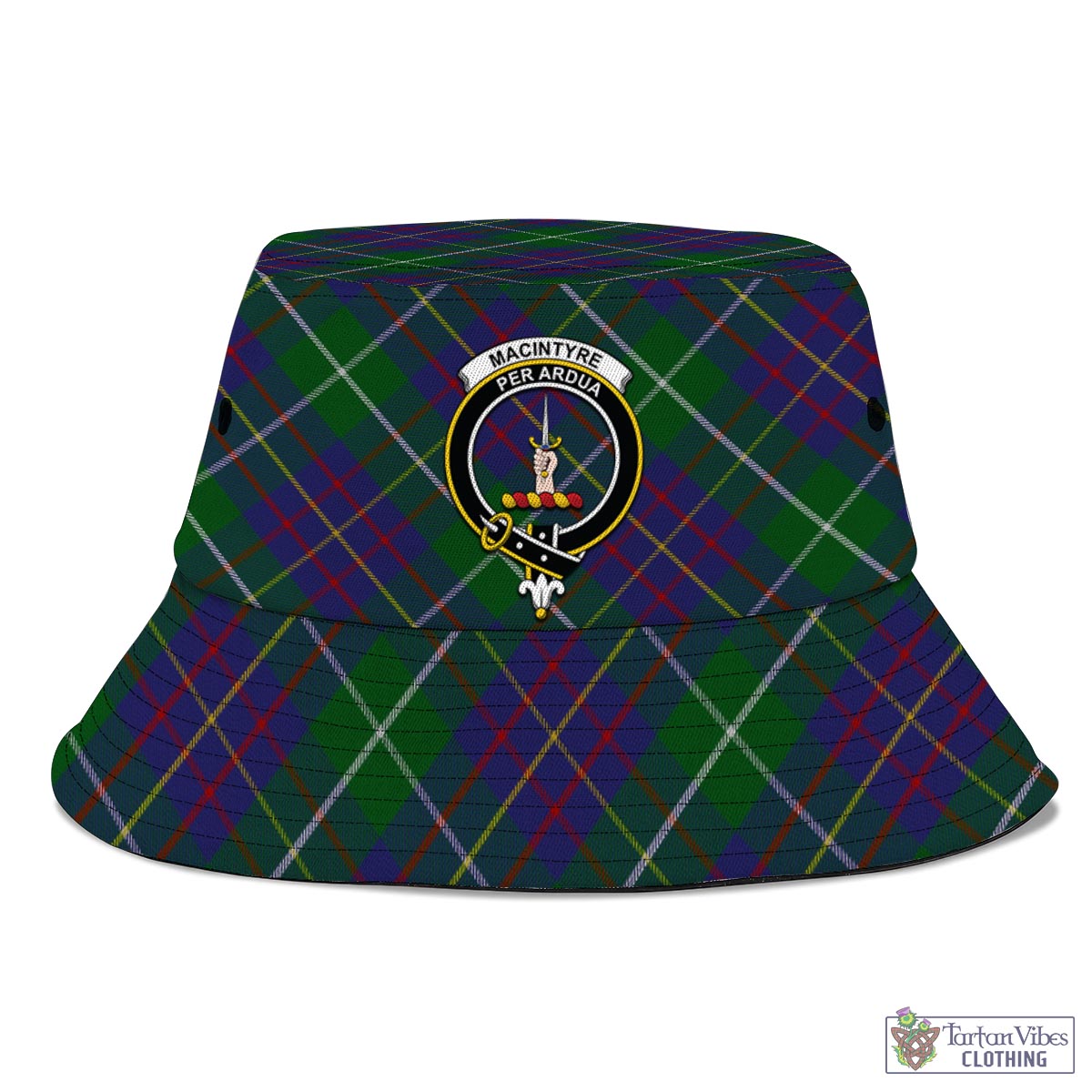 Tartan Vibes Clothing MacIntyre Inglis Tartan Bucket Hat with Family Crest