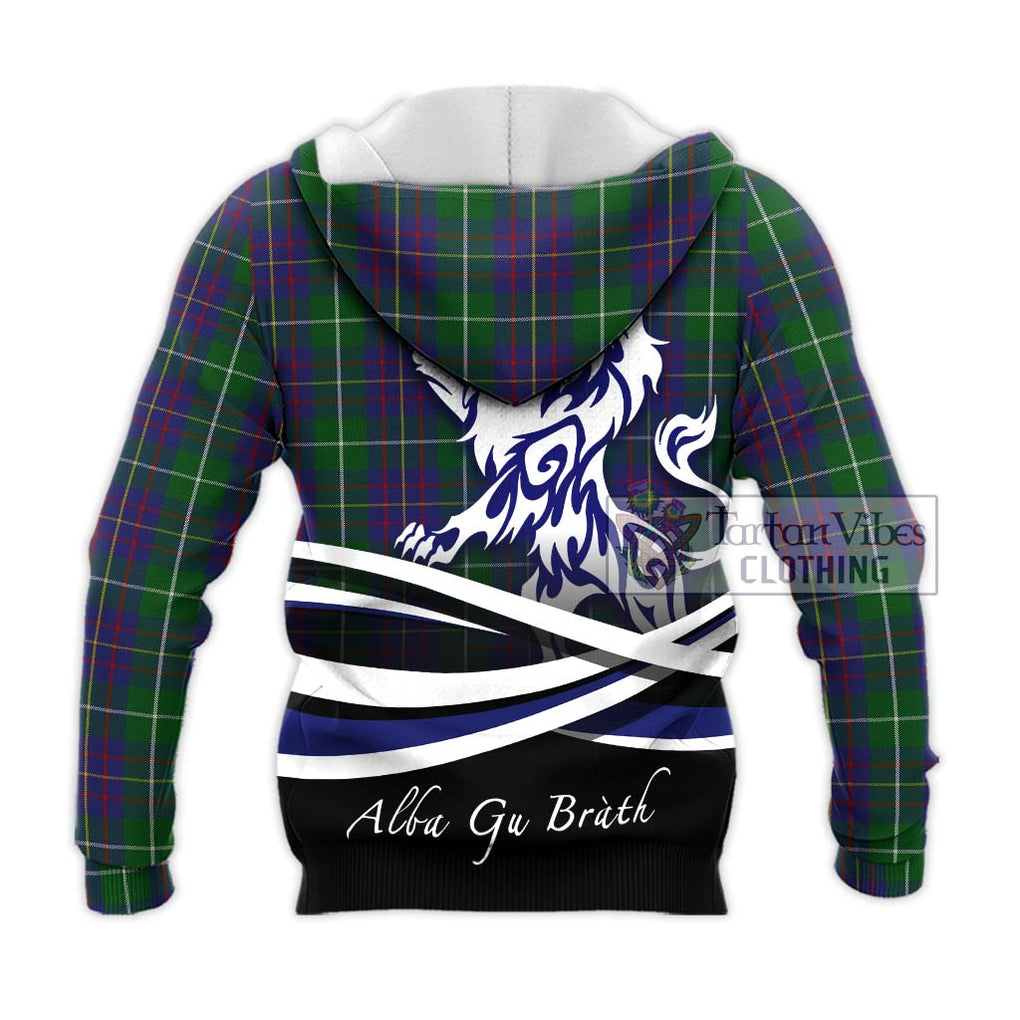 MacIntyre Inglis Tartan Knitted Hoodie with Alba Gu Brath Regal Lion Emblem - Tartanvibesclothing Shop