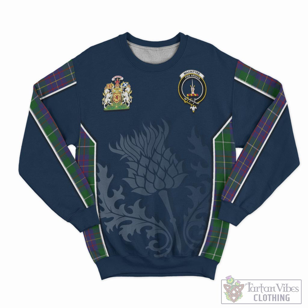 Tartan Vibes Clothing MacIntyre Inglis Tartan Sweatshirt with Family Crest and Scottish Thistle Vibes Sport Style