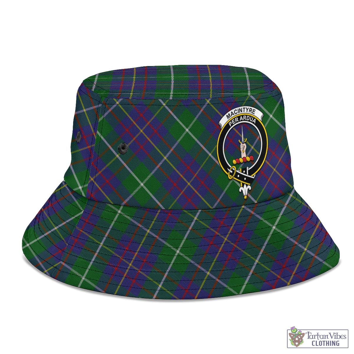 Tartan Vibes Clothing MacIntyre Inglis Tartan Bucket Hat with Family Crest