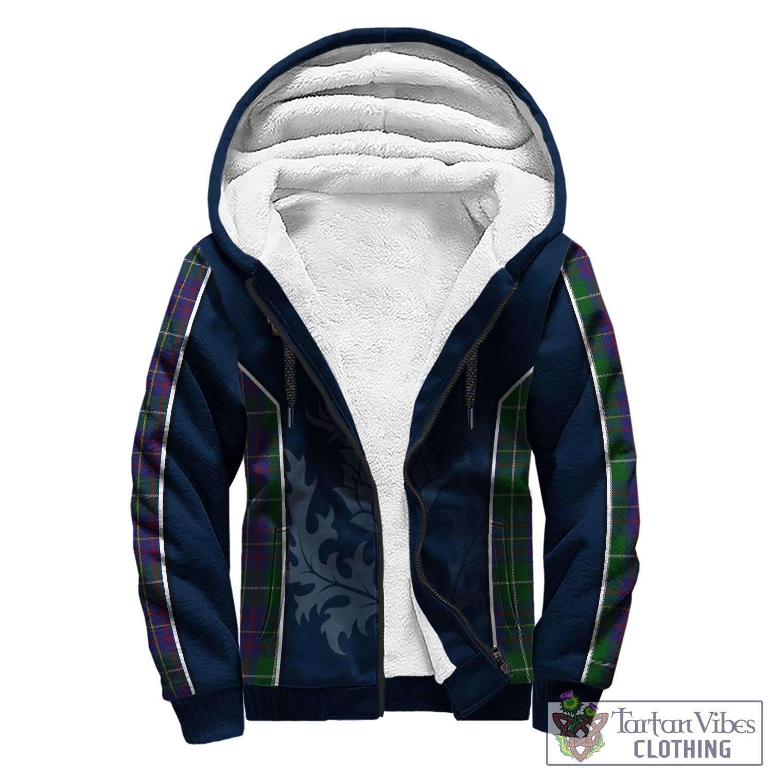 Tartan Vibes Clothing MacIntyre Inglis Tartan Sherpa Hoodie with Family Crest and Scottish Thistle Vibes Sport Style