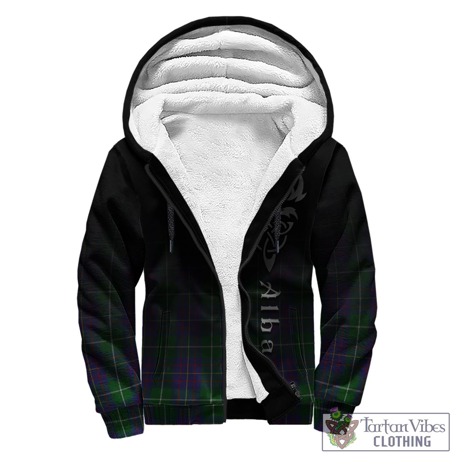 Tartan Vibes Clothing MacIntyre Inglis Tartan Sherpa Hoodie Featuring Alba Gu Brath Family Crest Celtic Inspired