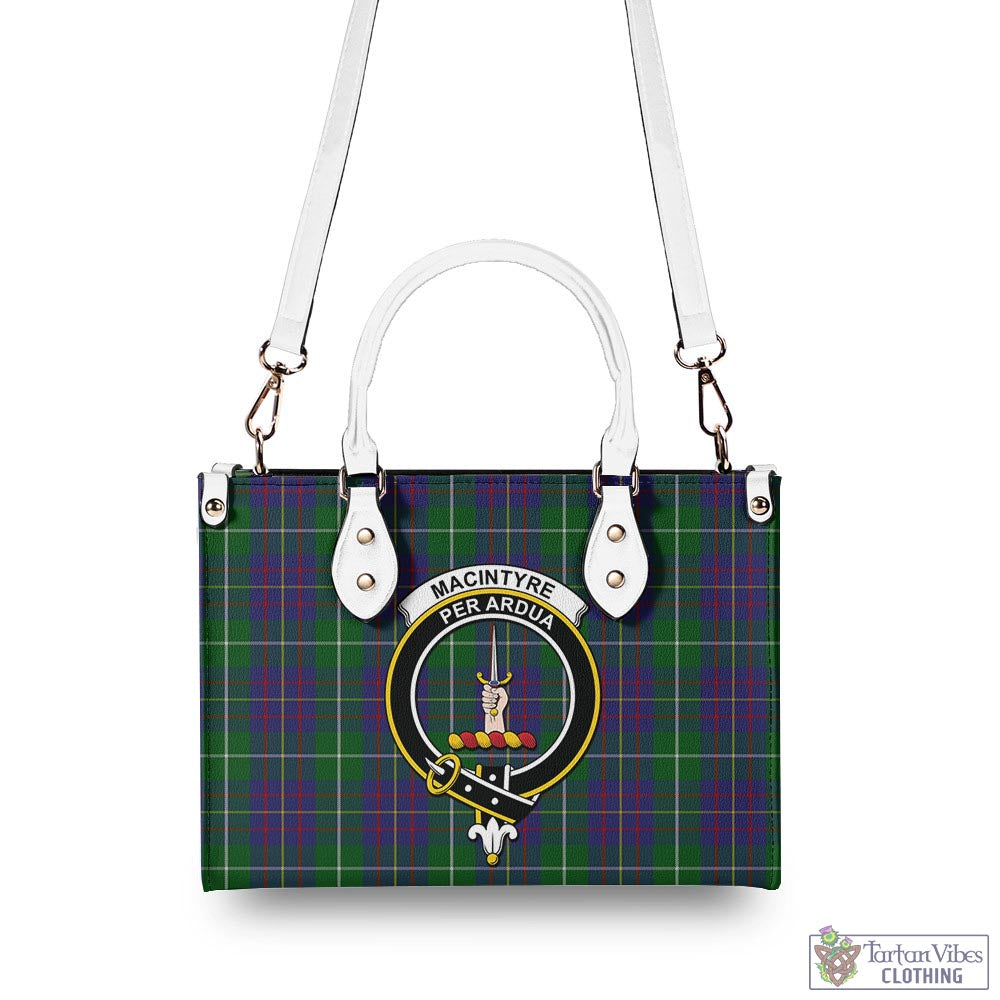 Tartan Vibes Clothing MacIntyre Inglis Tartan Luxury Leather Handbags with Family Crest