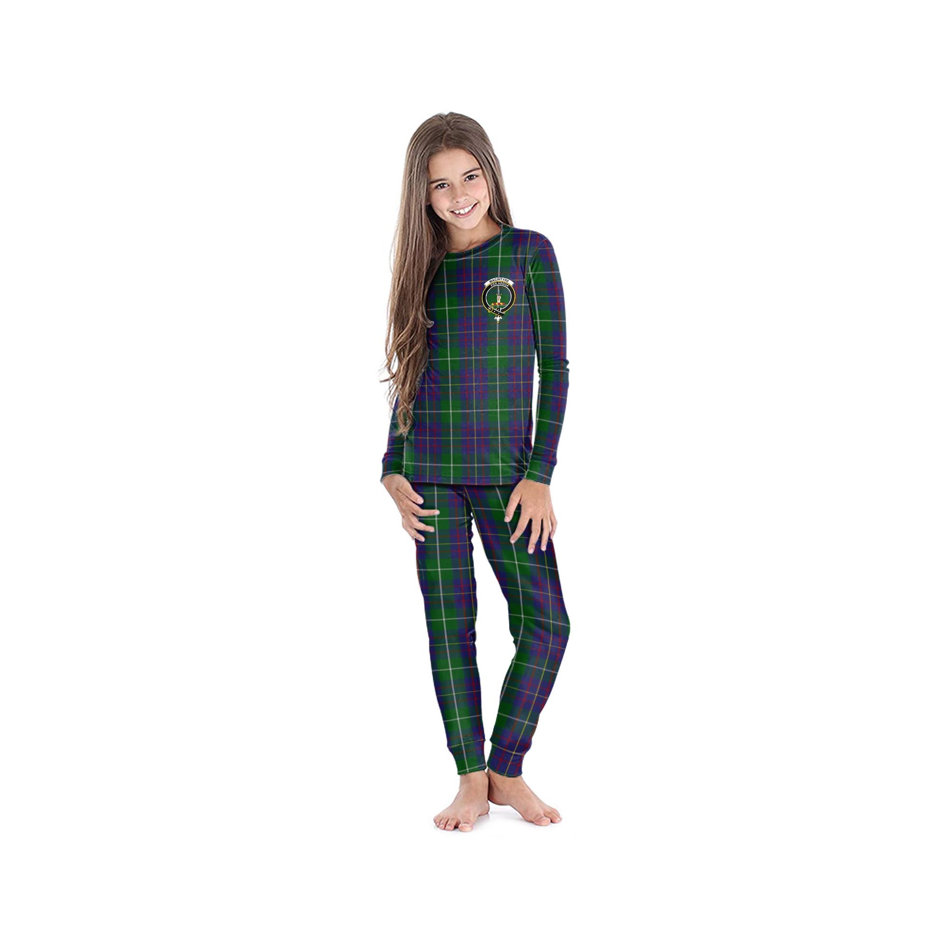 MacIntyre Inglis Tartan Pajamas Family Set with Family Crest - Tartanvibesclothing