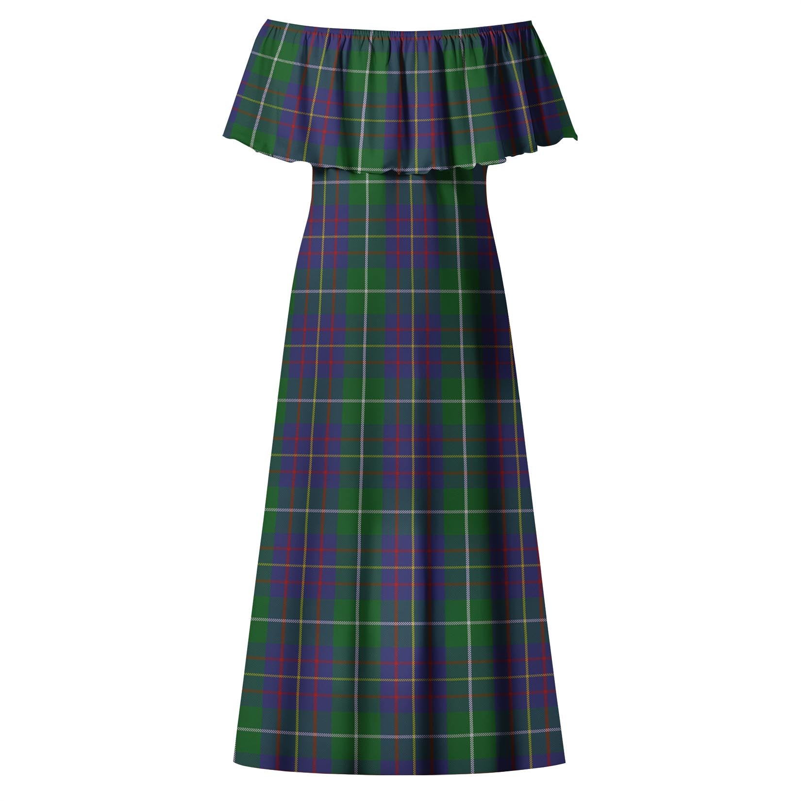 MacIntyre Inglis Tartan Off Shoulder Long Dress - Tartanvibesclothing