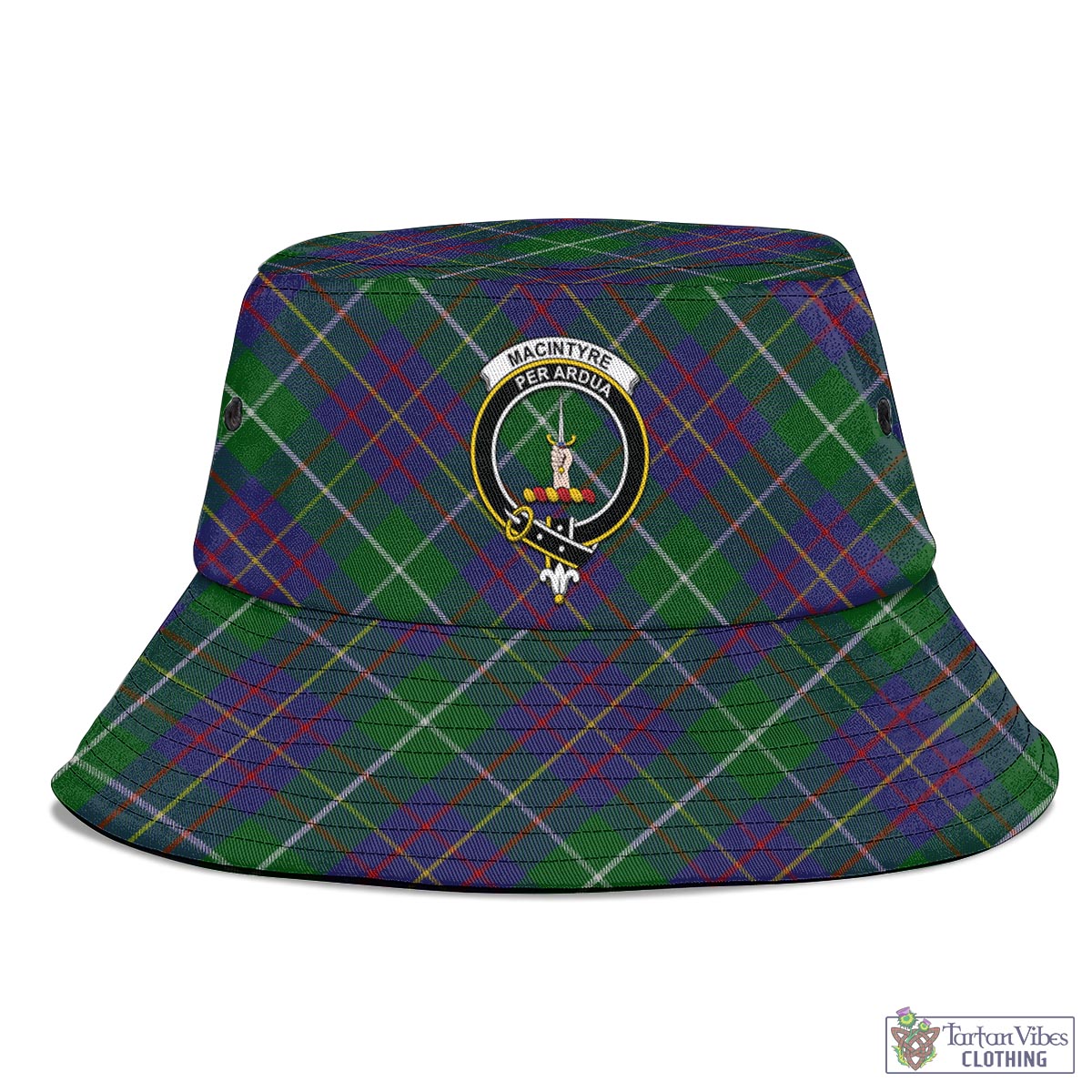 Tartan Vibes Clothing MacIntyre Inglis Tartan Bucket Hat with Family Crest