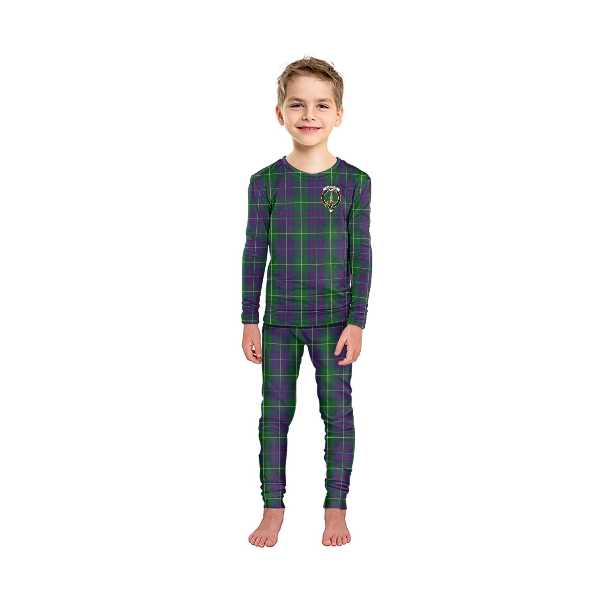 MacIntyre Inglis Tartan Pajamas Family Set with Family Crest - Tartanvibesclothing