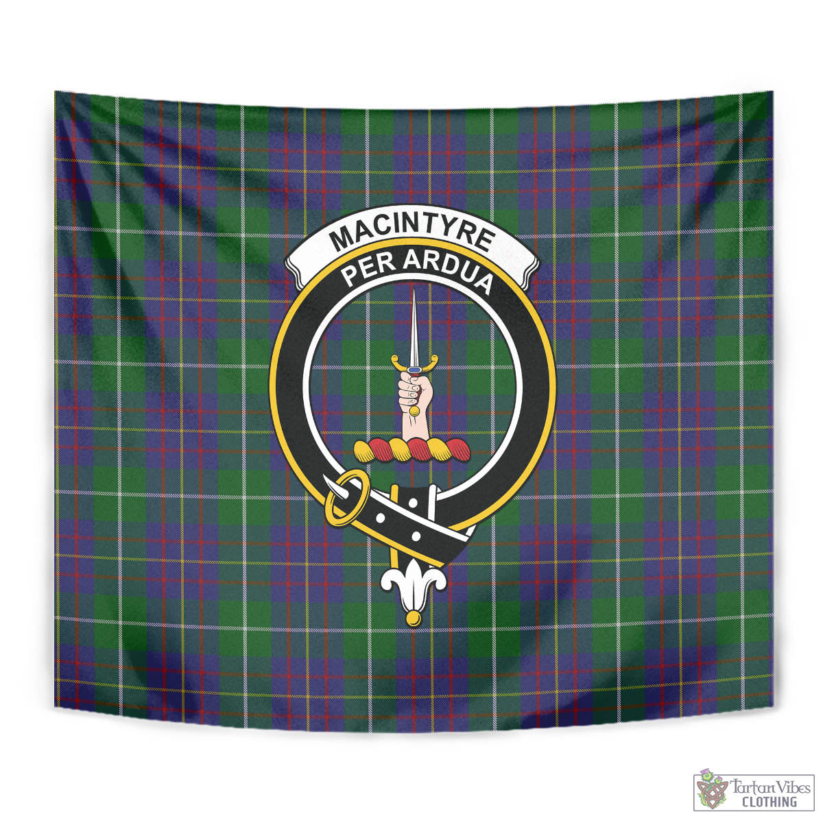 Tartan Vibes Clothing MacIntyre Inglis Tartan Tapestry Wall Hanging and Home Decor for Room with Family Crest