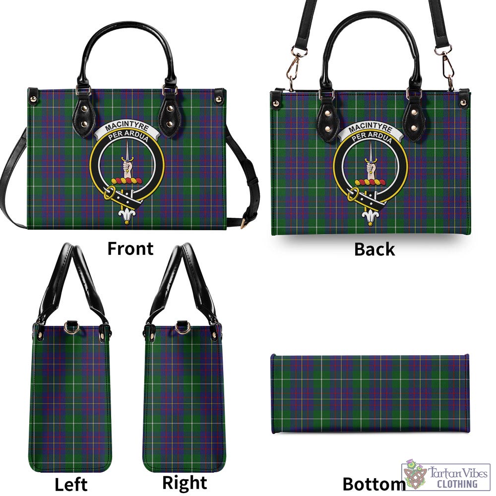 Tartan Vibes Clothing MacIntyre Inglis Tartan Luxury Leather Handbags with Family Crest