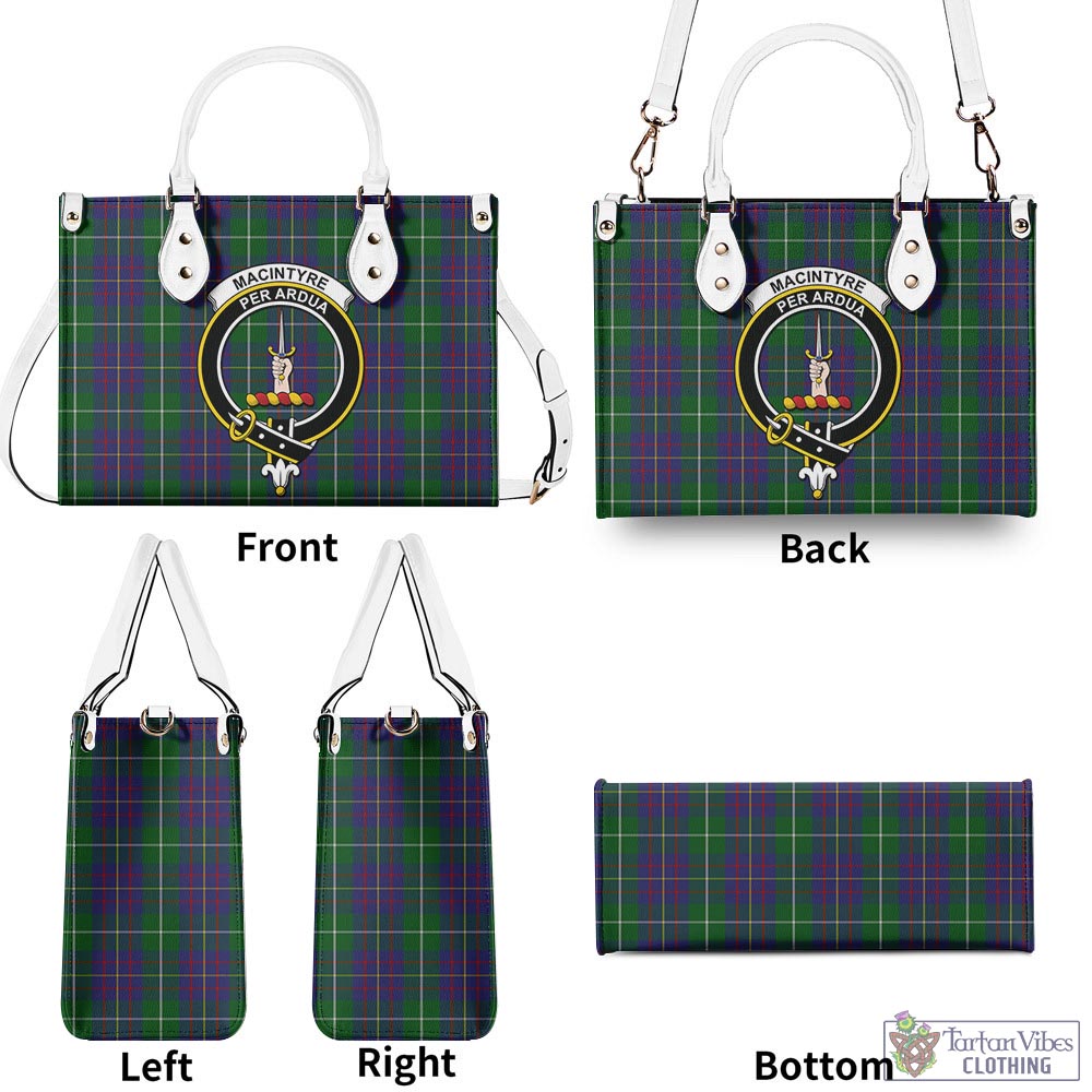 Tartan Vibes Clothing MacIntyre Inglis Tartan Luxury Leather Handbags with Family Crest