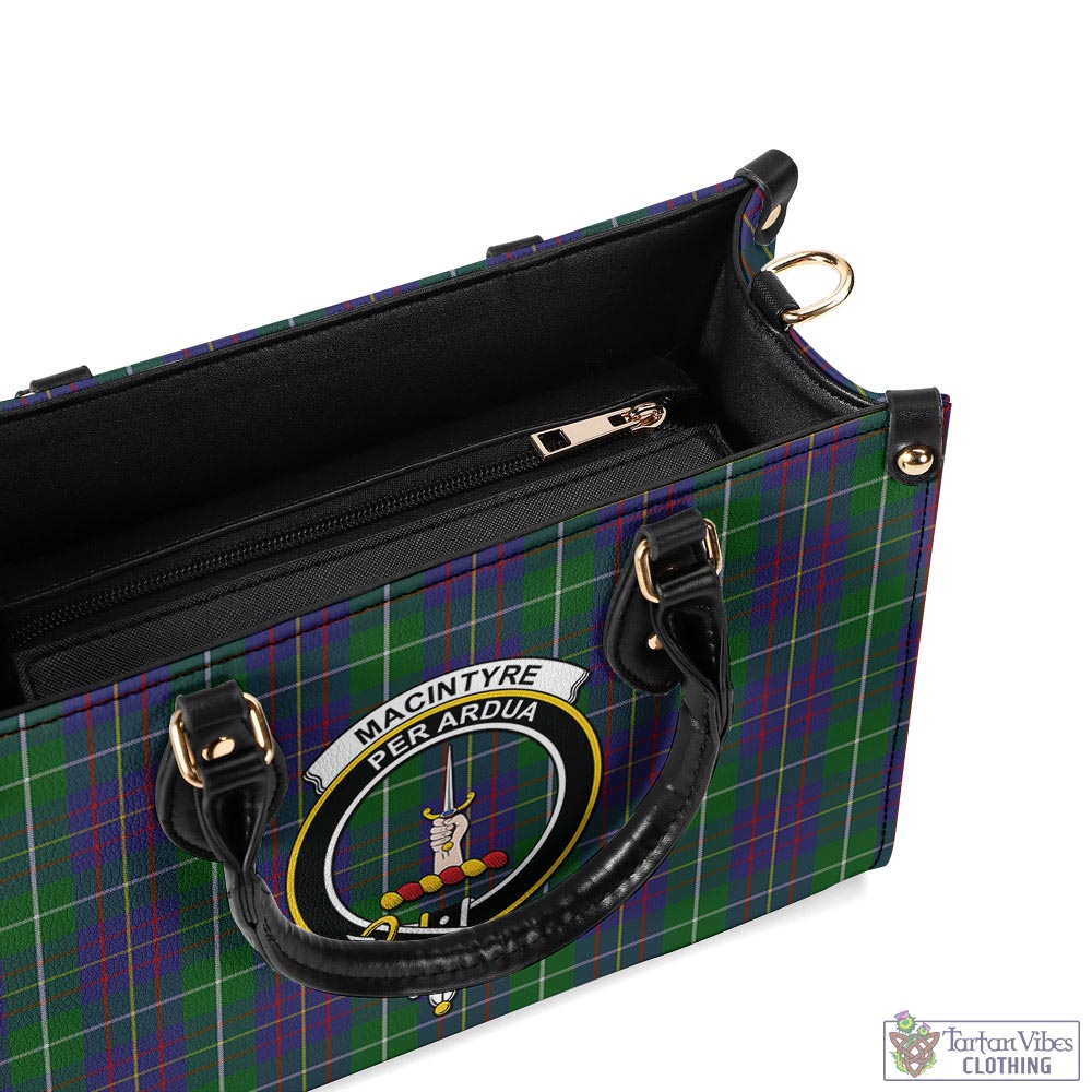 Tartan Vibes Clothing MacIntyre Inglis Tartan Luxury Leather Handbags with Family Crest