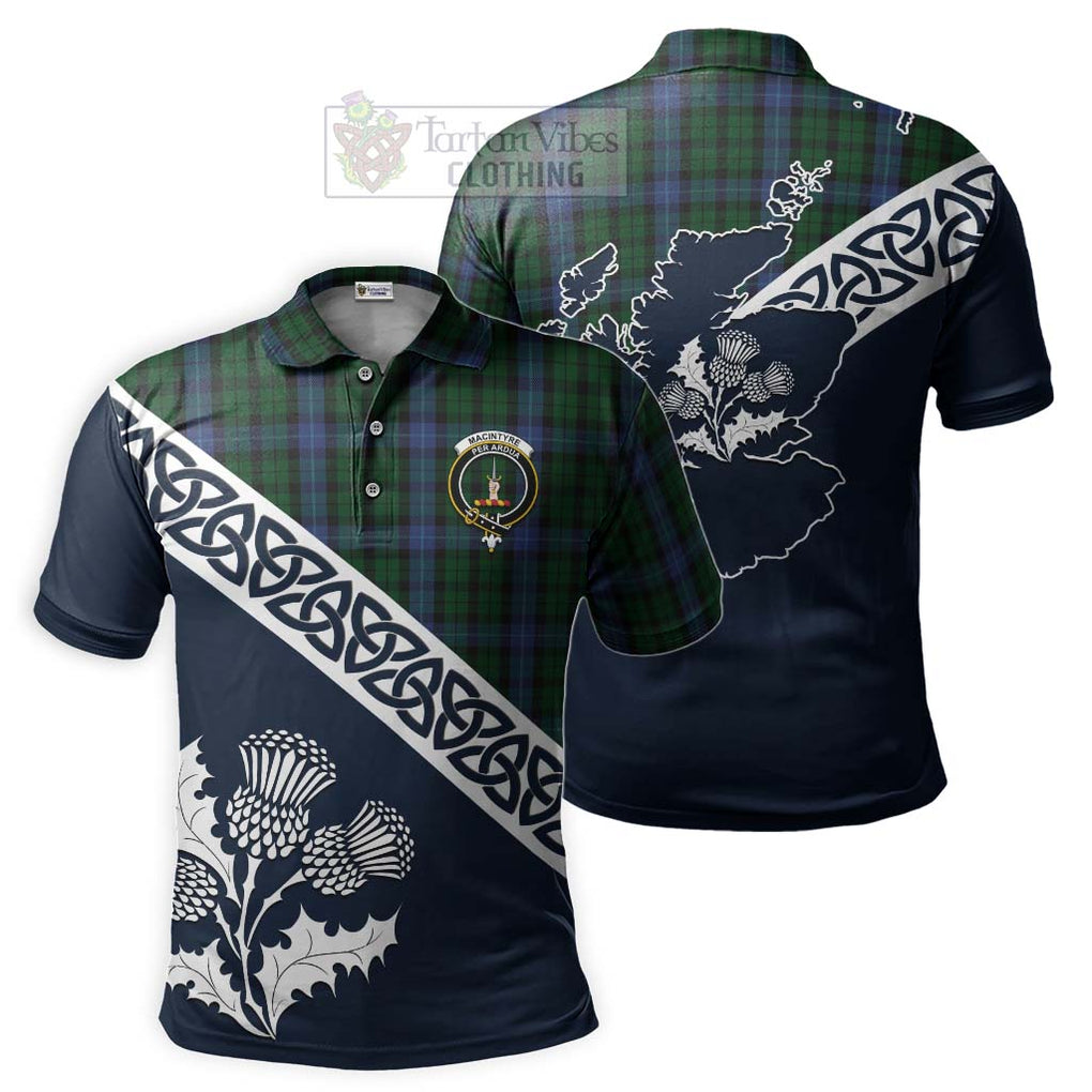 MacIntyre (McIntyre) Tartan Polo Shirt Featuring Thistle and Scotland Map Kid - Tartanvibesclothing Store
