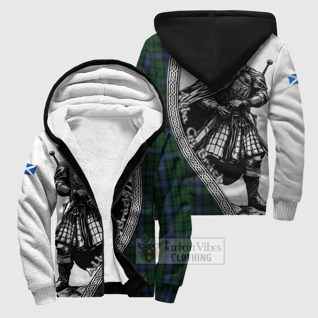 Tartan Vibes Clothing MacIntyre (McIntyre) Tartan Clan Crest Sherpa Hoodie with Highlander Warrior Celtic Style