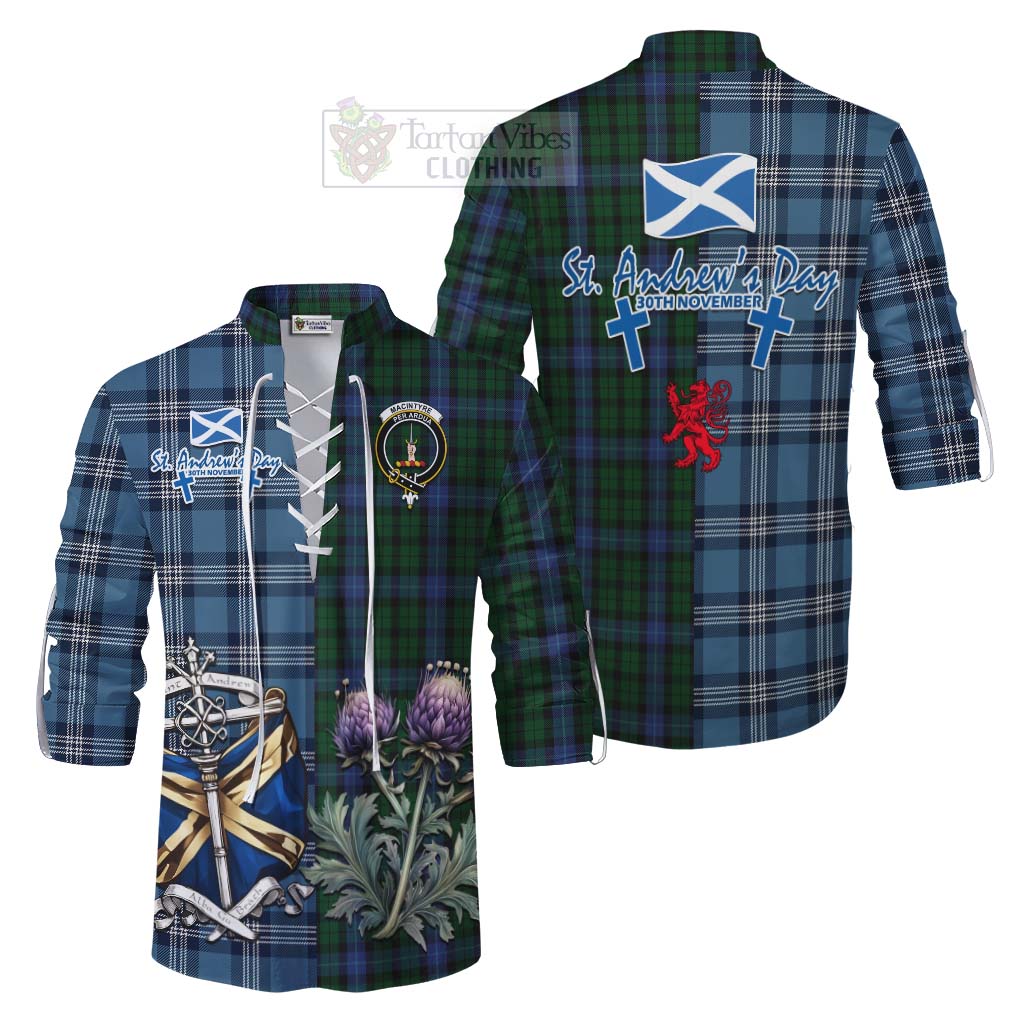 Tartan Vibes Clothing MacIntyre (McIntyre) Tartan Ghillie Kilt Shirt Happy St. Andrew's Day Half Tartan Style