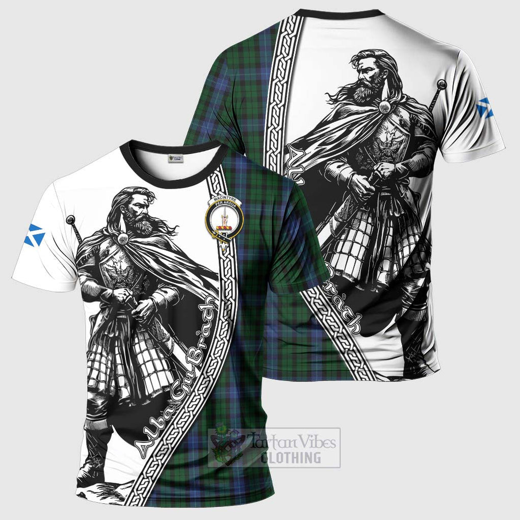 Tartan Vibes Clothing MacIntyre (McIntyre) Tartan Clan Crest T-Shirt with Highlander Warrior Celtic Style