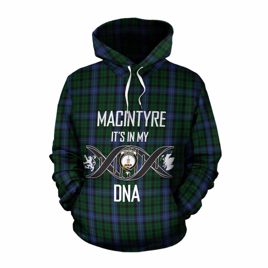 Tartan Vibes Clothing MacIntyre (McIntyre) Tartan Cotton Hoodie with Family Crest DNA In Me Style