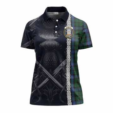 MacIntyre (McIntyre) Tartan Women's Polo Shirt with Family Crest Cross Sword Thistle Celtic Vibes