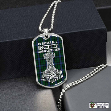 MacIntyre (McIntyre) Tartan Dog Tag Necklace Viking Mjolnir Style