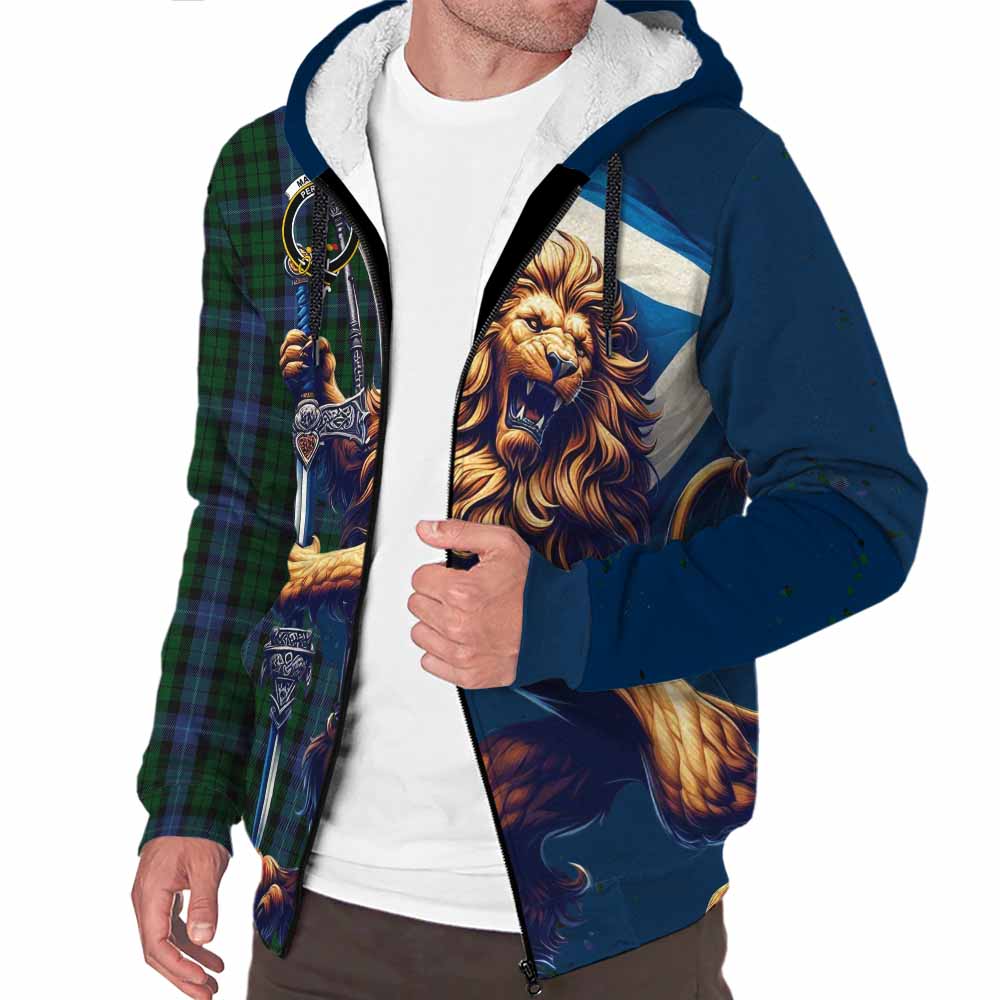 Tartan Vibes Clothing MacIntyre (McIntyre) Tartan Family Crest Sherpa Hoodie with Scottish Majestic Lion