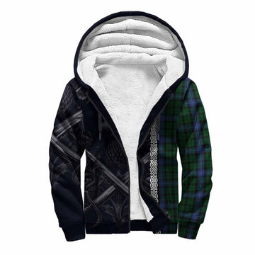 MacIntyre (McIntyre) Tartan Sherpa Hoodie with Family Crest Cross Sword Thistle Celtic Vibes