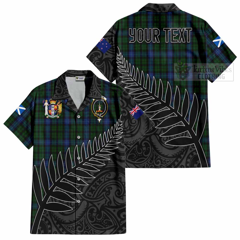 Tartan Vibes Clothing MacIntyre (McIntyre) Crest Tartan Short Sleeve Button Shirt with New Zealand Silver Fern Half Style