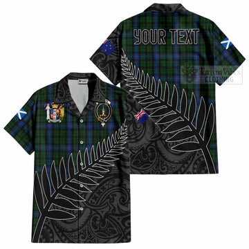 MacIntyre (McIntyre) Crest Tartan Short Sleeve Button Shirt with New Zealand Silver Fern Half Style