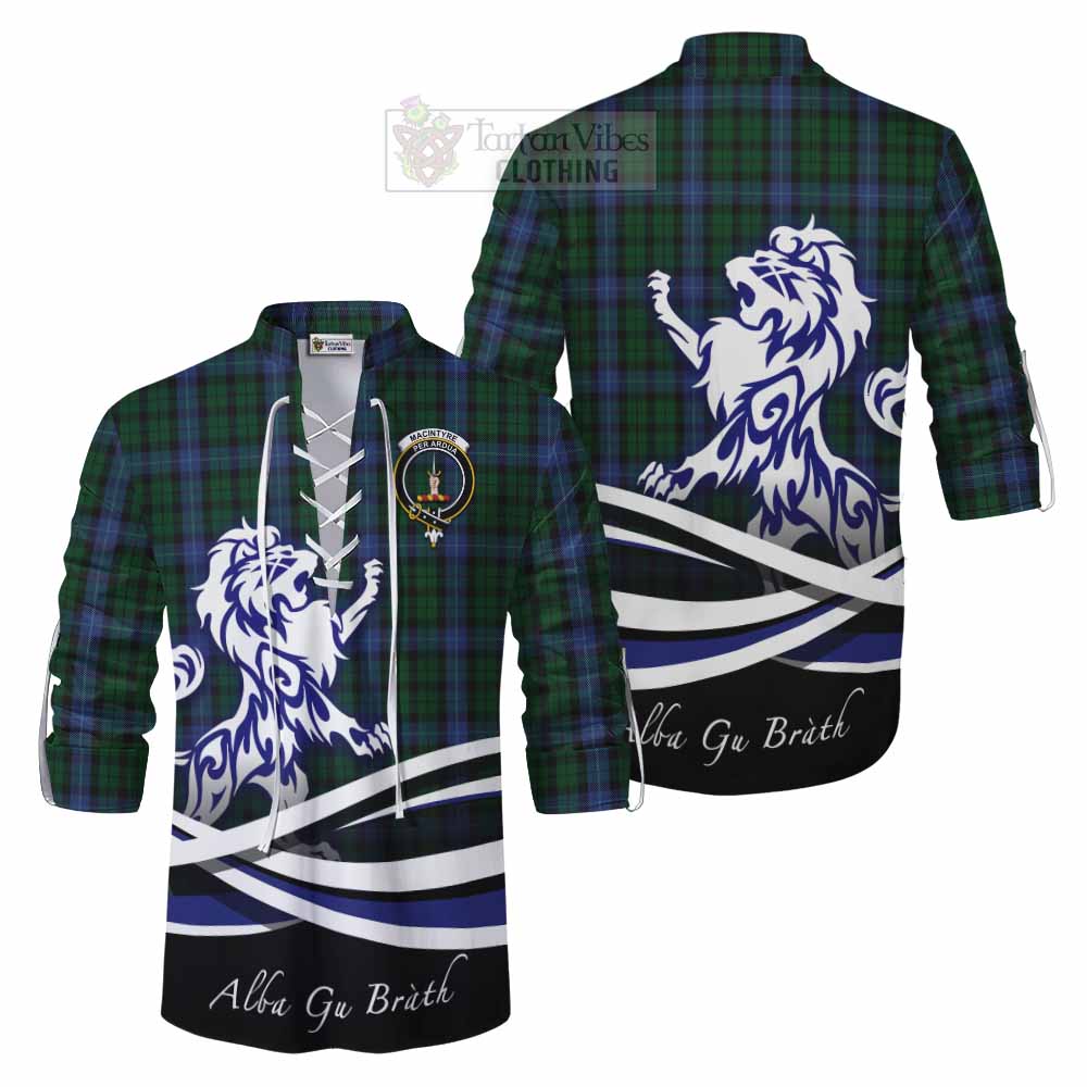 Tartan Vibes Clothing MacIntyre (McIntyre) Tartan Ghillie Kilt Shirt with Alba Gu Brath Regal Lion Emblem