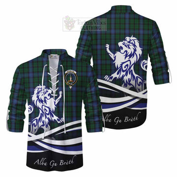 MacIntyre (McIntyre) Tartan Ghillie Kilt Shirt with Alba Gu Brath Regal Lion Emblem