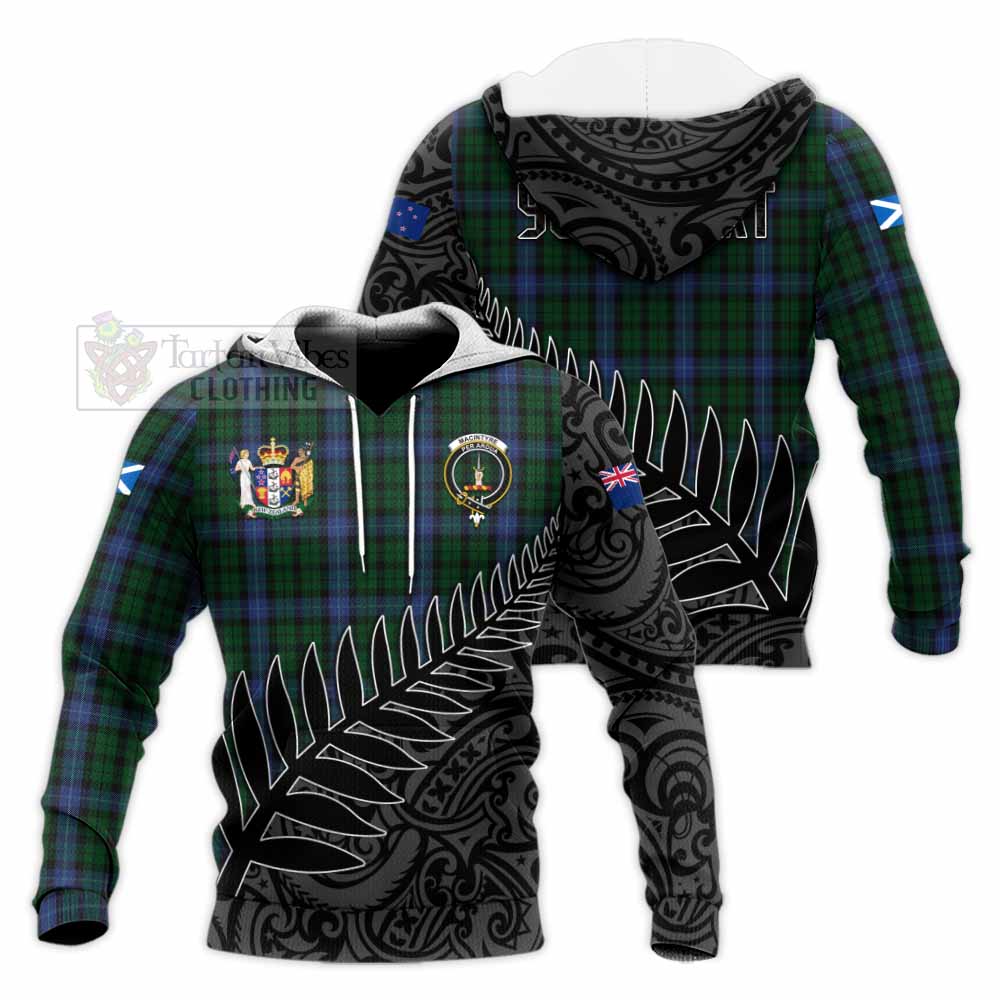 Tartan Vibes Clothing MacIntyre (McIntyre) Crest Tartan Knitted Hoodie with New Zealand Silver Fern Half Style