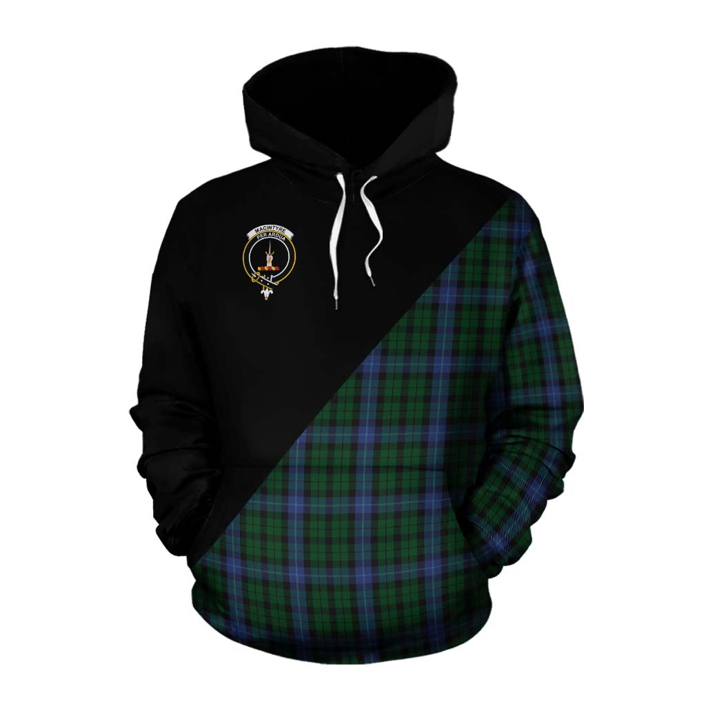 Tartan Vibes Clothing MacIntyre (McIntyre) Tartan Cotton Hoodie with Family Crest and Military Logo Style