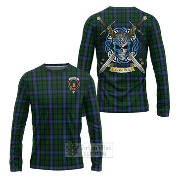 MacIntyre (McIntyre) Tartan Long Sleeve T-Shirt with Family Crest Celtic Skull Style