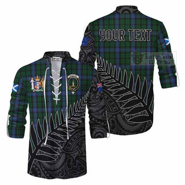 MacIntyre (McIntyre) Crest Tartan Ghillie Kilt Shirt with New Zealand Silver Fern Half Style