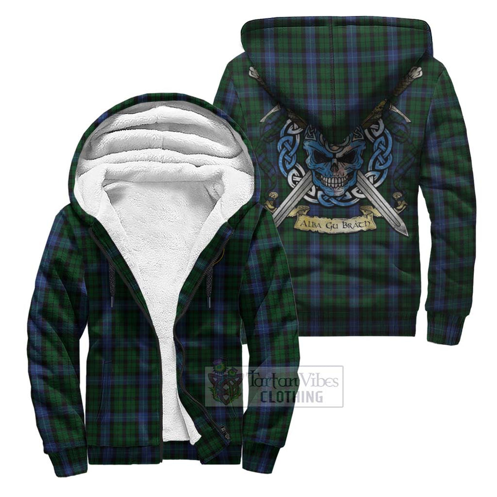 Tartan Vibes Clothing MacIntyre (McIntyre) Tartan Sherpa Hoodie with Family Crest Celtic Skull Style