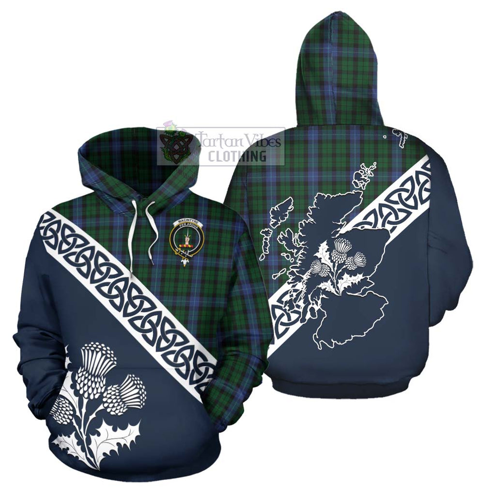 Tartan Vibes Clothing MacIntyre (McIntyre) Tartan Hoodie Featuring Thistle and Scotland Map