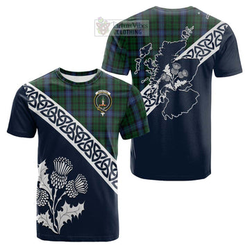 MacIntyre (McIntyre) Tartan Cotton T-shirt Featuring Thistle and Scotland Map