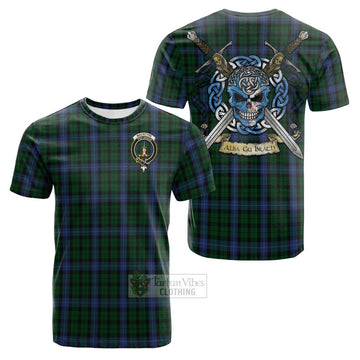 MacIntyre (McIntyre) Tartan Cotton T-shirt with Family Crest Celtic Skull Style