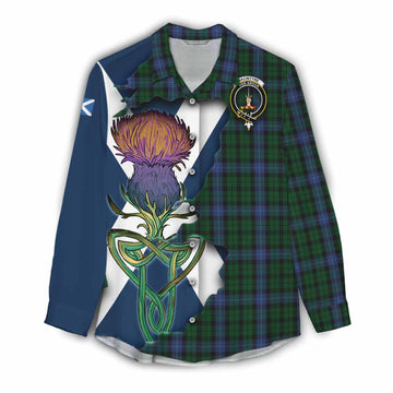 MacIntyre (McIntyre) Tartan Family Crest Women's Casual Shirt Scottish Thistle Celtic Inspired Female - Tartan Vibes Clothing